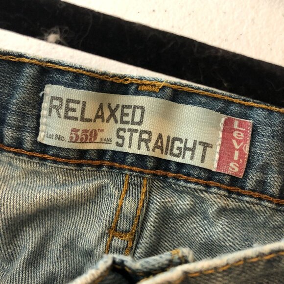 Levis Mens Jeans 559 Relaxed Straight Distressed Grunge 36x34 - Picture 10 of 11